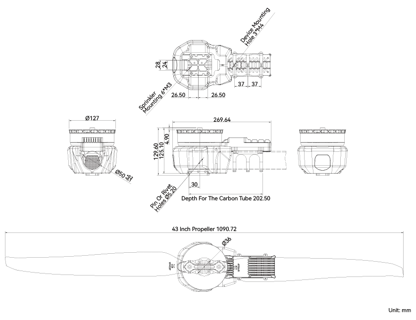 T-Motor A12L KV70 motor technical drawing pc