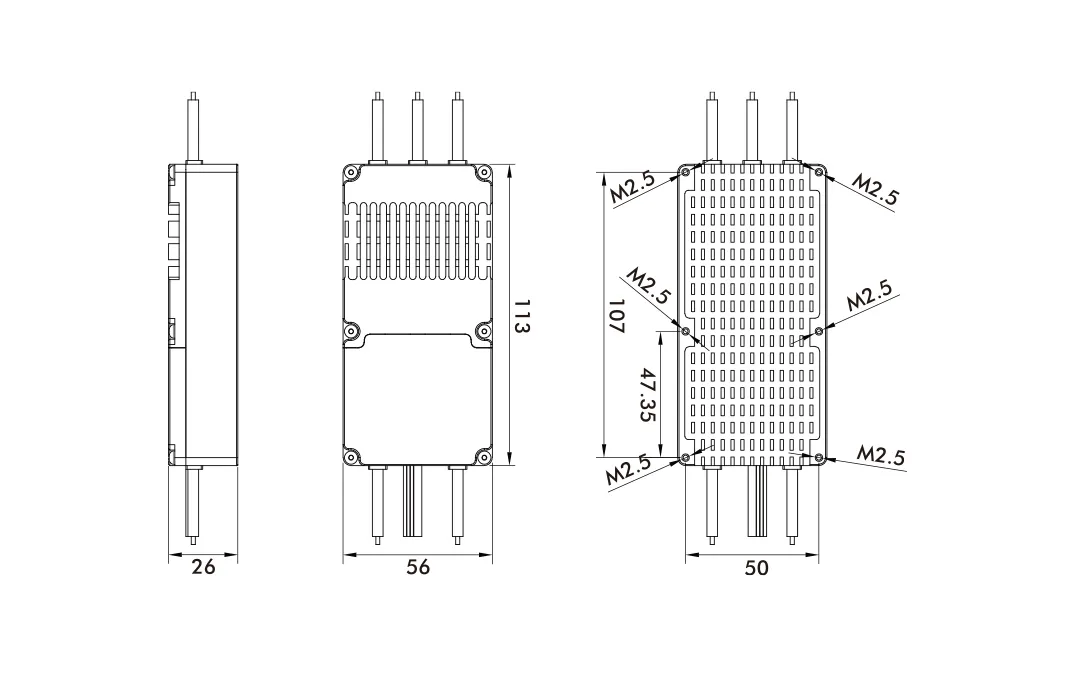 ALPHA 60A 24S Multi-Rotor UAV FOC ESC Technical Drawing