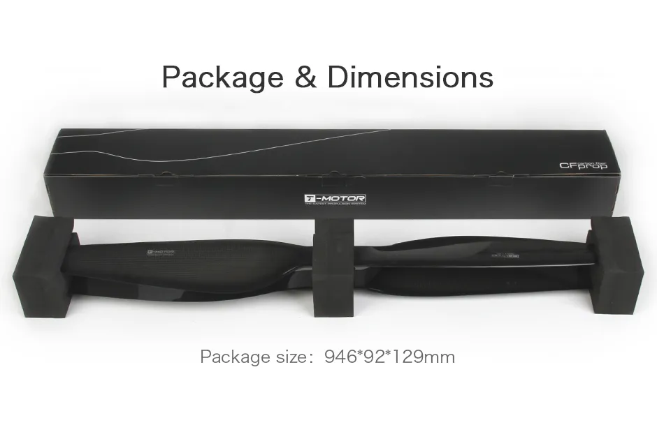 T-MOTOR G36×11.5 Carbon Fiber Propeller package & dimensions