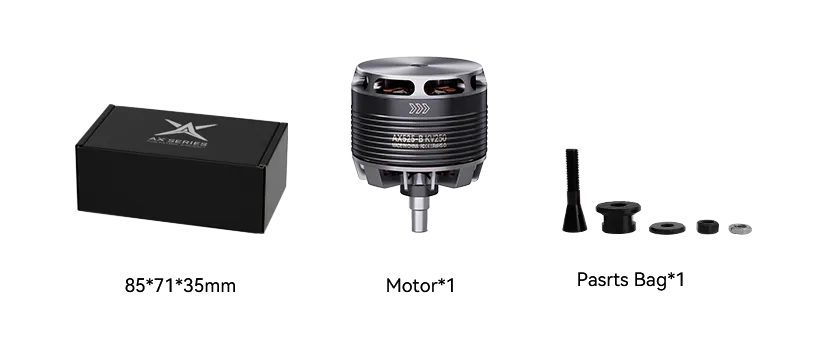 T-MOTOR AX525-B fixed wing motor package contents and accessories