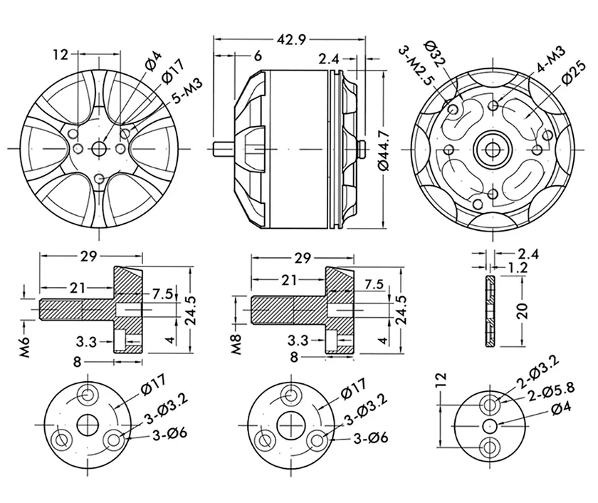 T-Motor MN4014 KV400 motor technical drawing pc