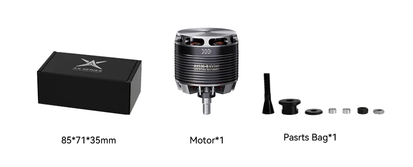 T-MOTOR AX530-B Fixed-Wing Motor packing list