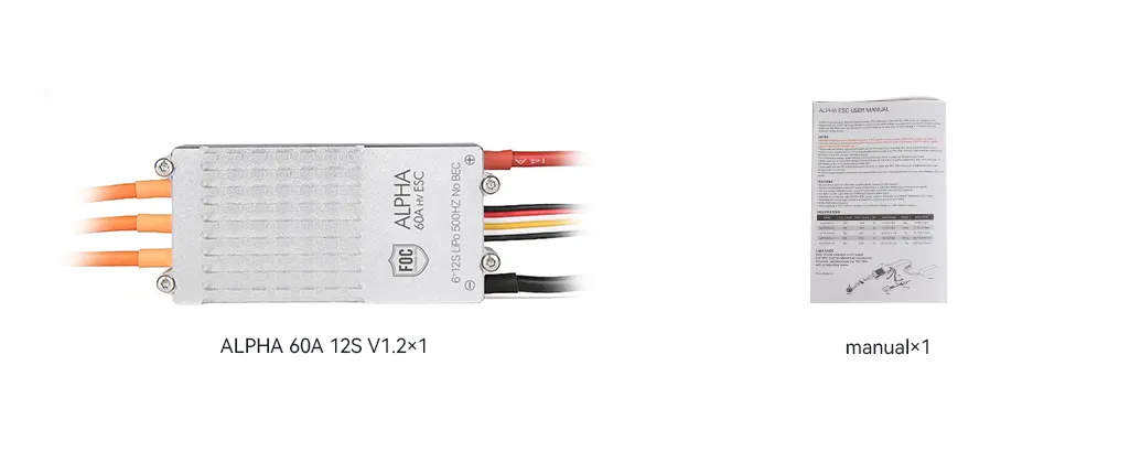 T-MOTOR ALPHA 60A 12S V1.2 Multi-Rotor Drone FOC ESC package list