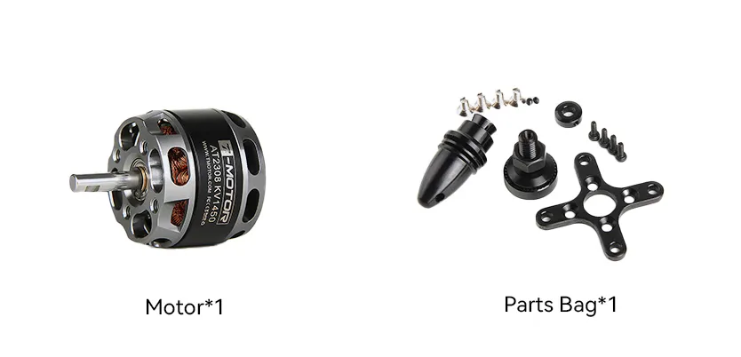T-Motor AT2308 long-shaft motor package lists pc