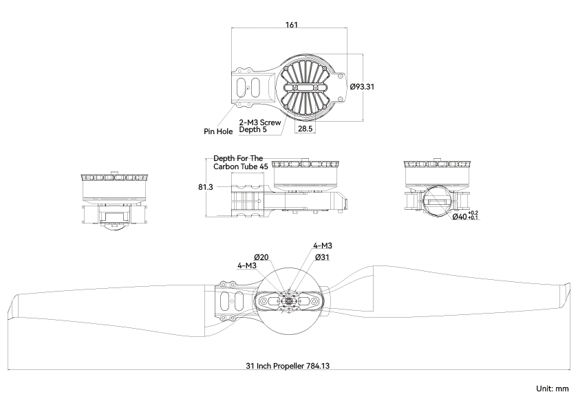 T-Motor A8-X agricultural UAV propulsion system dimensions pc