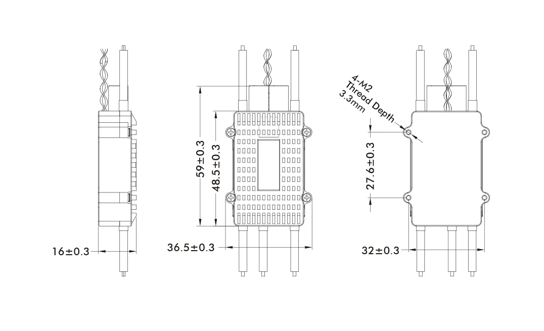 T-MOTOR FLAME 70A 4-6S Multi-Rotor Drone ESC technical drawing