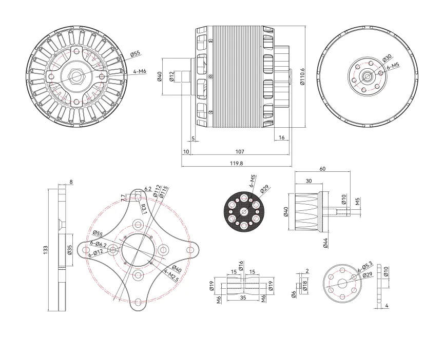 t-motor-at1050-150cc-24s-fixed-wing-uav-motor-90kv-drawing