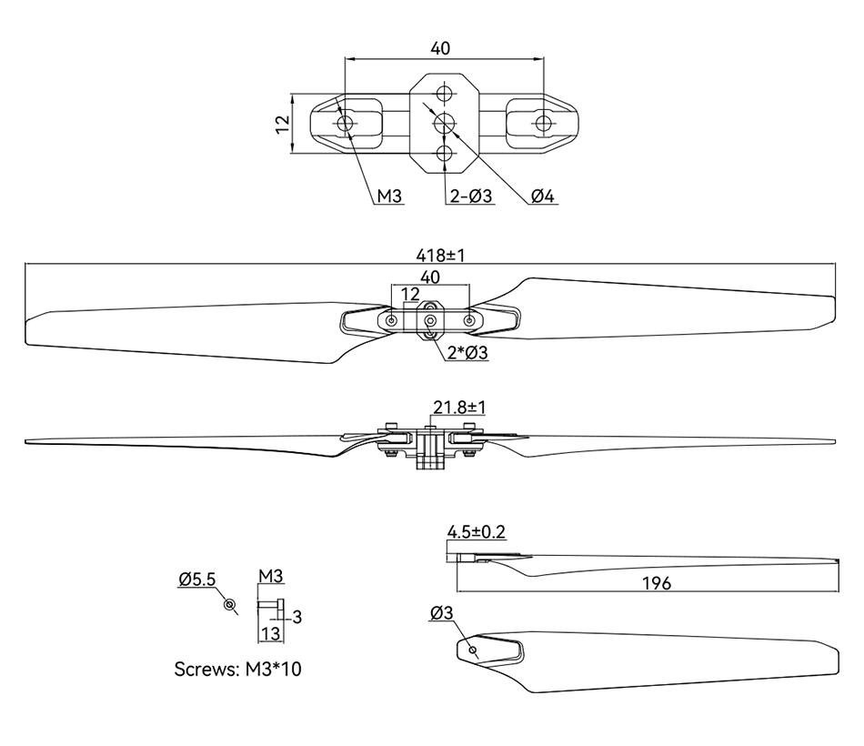 T-MOTOR MF1604VP Propeller Technical Drawing