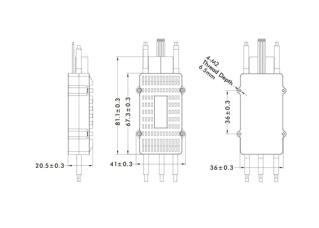 T-Motor FLAME 100A 6S ESC technical drawing pc