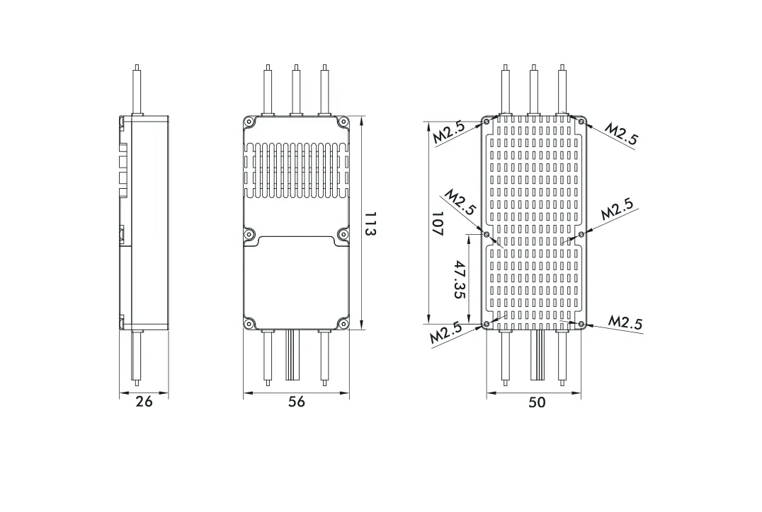 T-Motor ALPHA 120A 12S ESC technical drawing