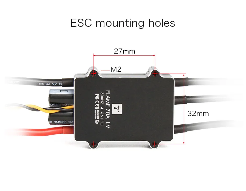 T-MOTOR FLAME 70A 4-6S Multi-Rotor Drone ESC mounting holes