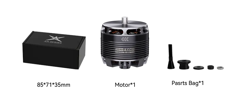 T-Motor AX525-A fixed-wing motor package lists pc