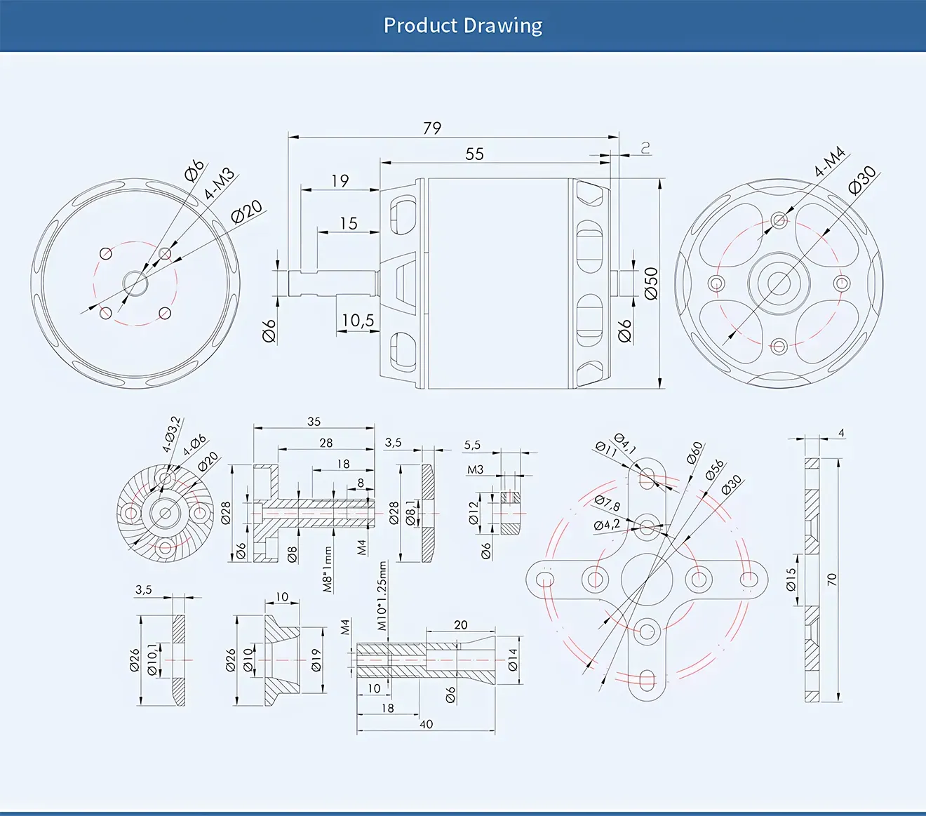 at4130 3d fixed wing motor drawing