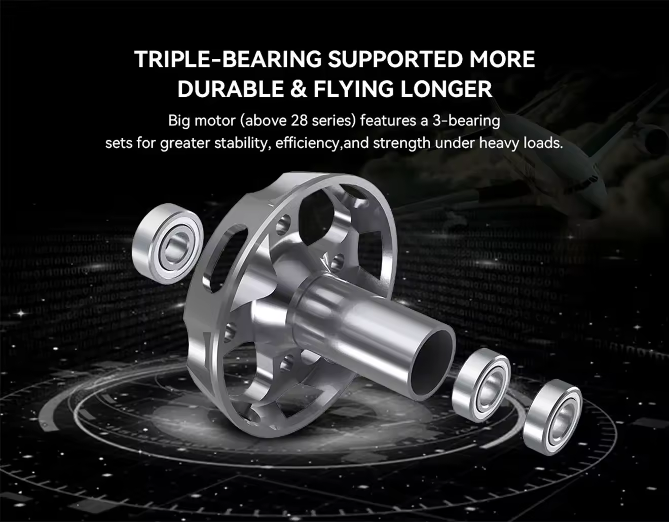 at4130 3d fixed wing motor triple bearing