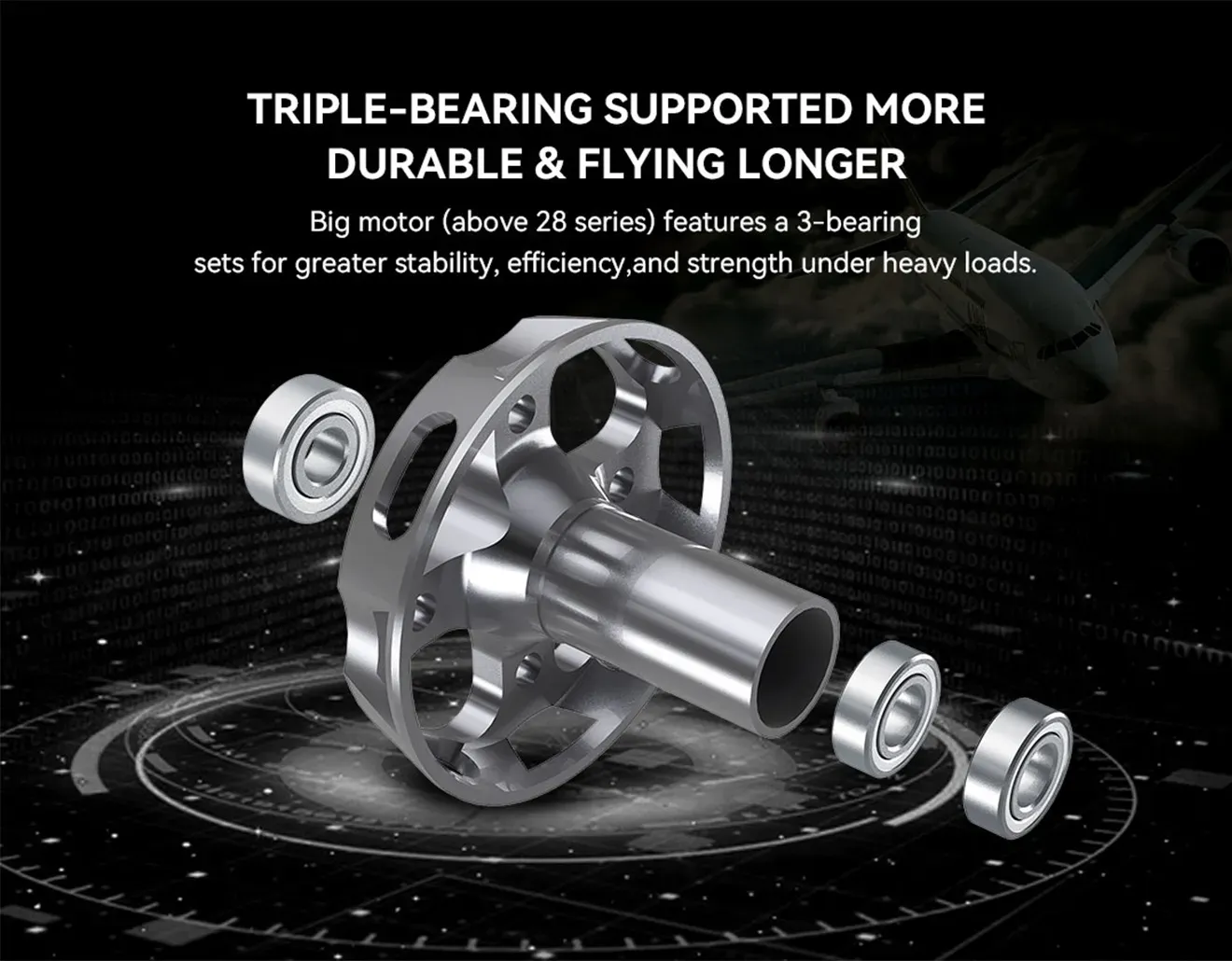 at4130 3d fixed wing motor triple bearing