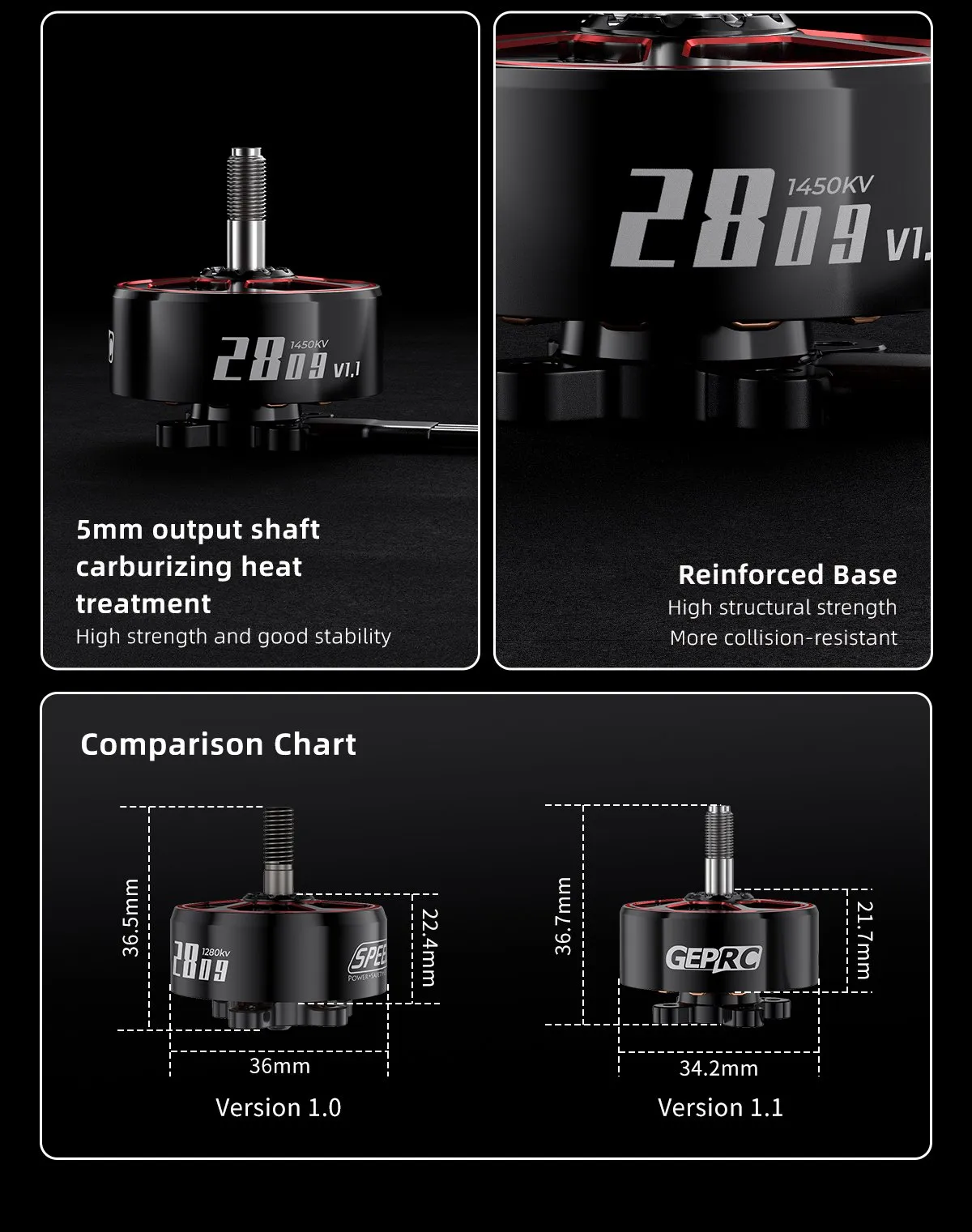 geprc speedx2 2809 v1.1 motor black
