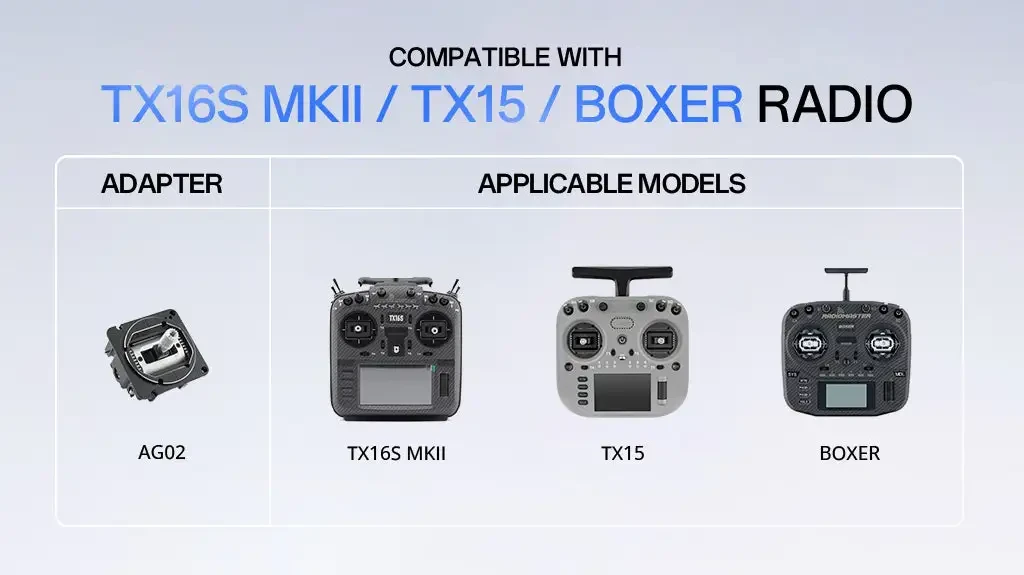 radiomaster ag02 cnc hall gimbals applicable models