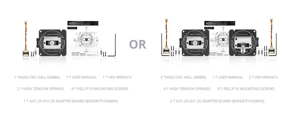 radiomaster ag02 cnc hall gimbals package include