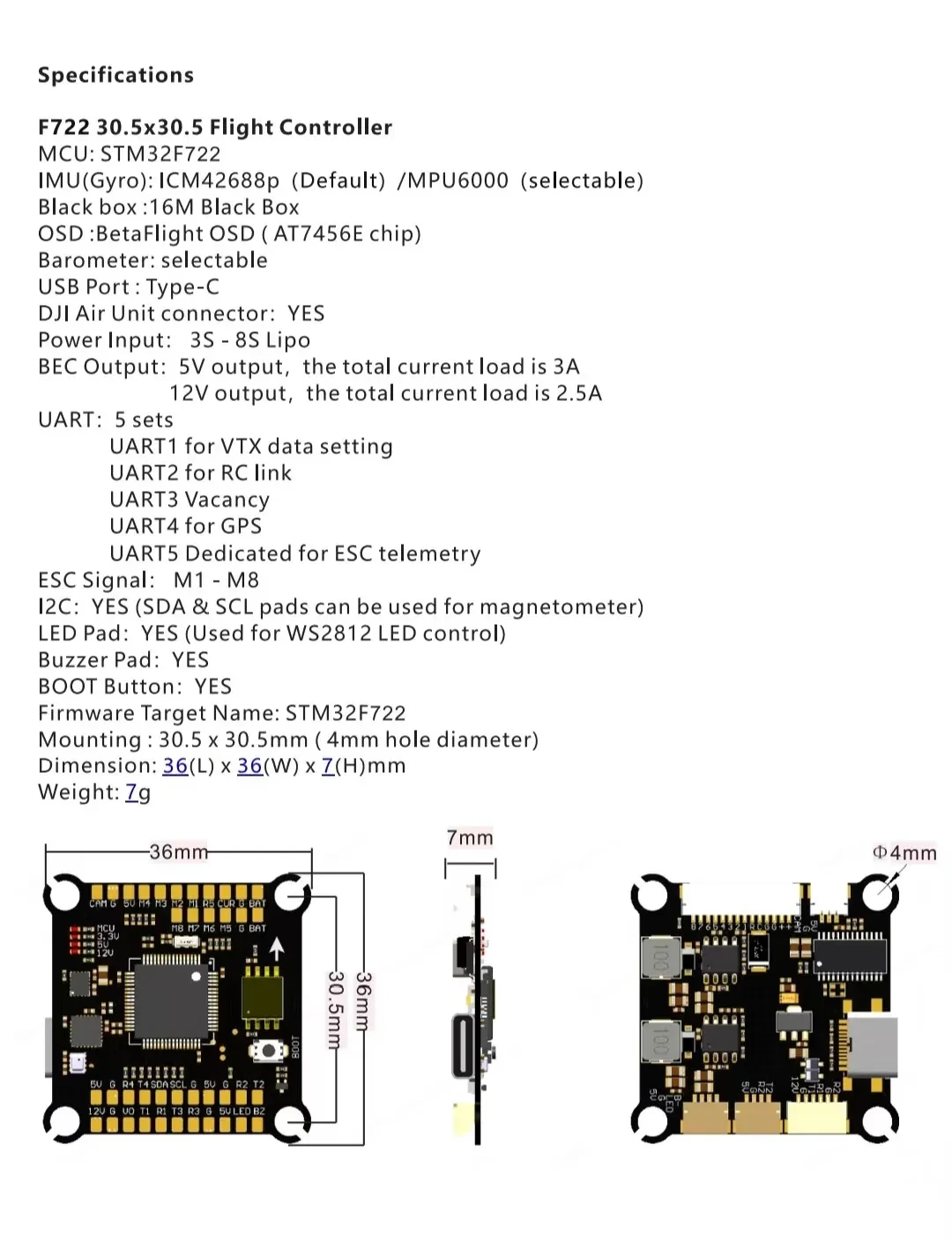 F722 60A ESC FC STACK 2