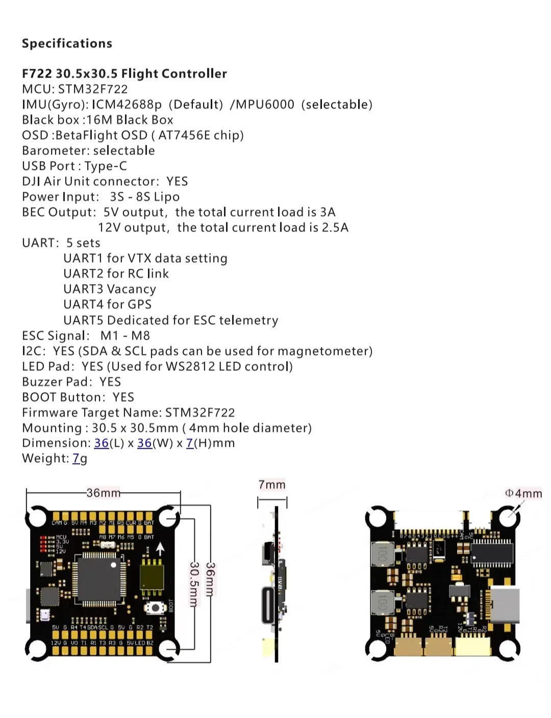F722 60A ESC FC STACK 2