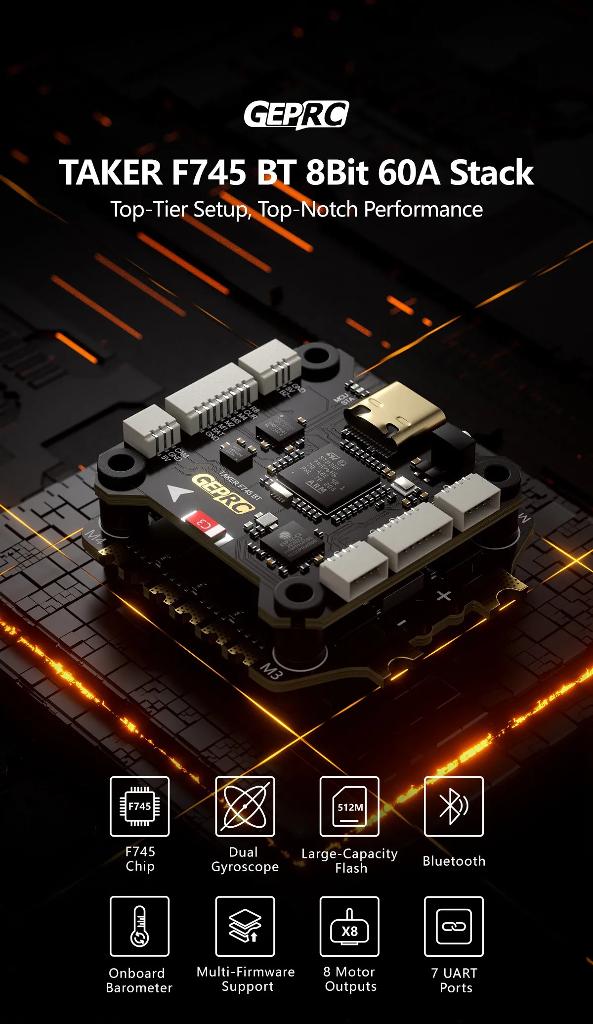 GEPRC TAKER F745 BT 8Bit 60A STACK description2