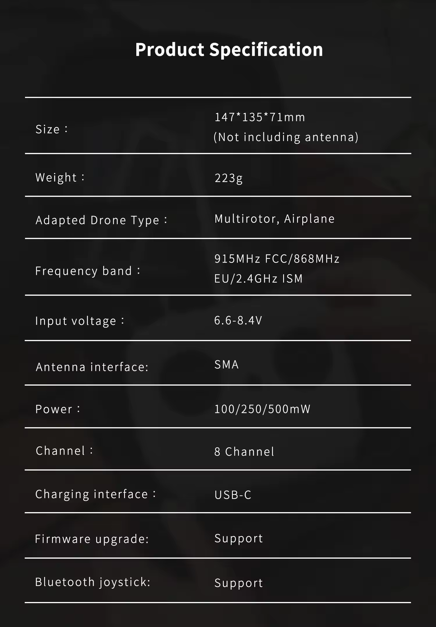 GEPRC Tiny Radio specs