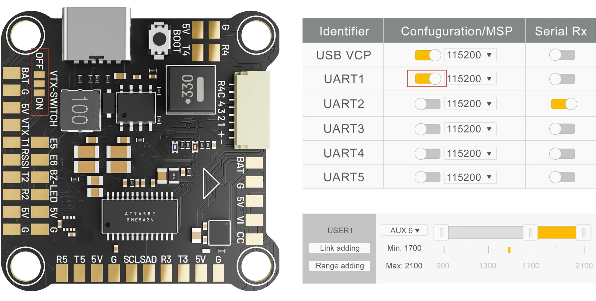 MEPS F7 Flight Controller With Remote VTX Swith Data