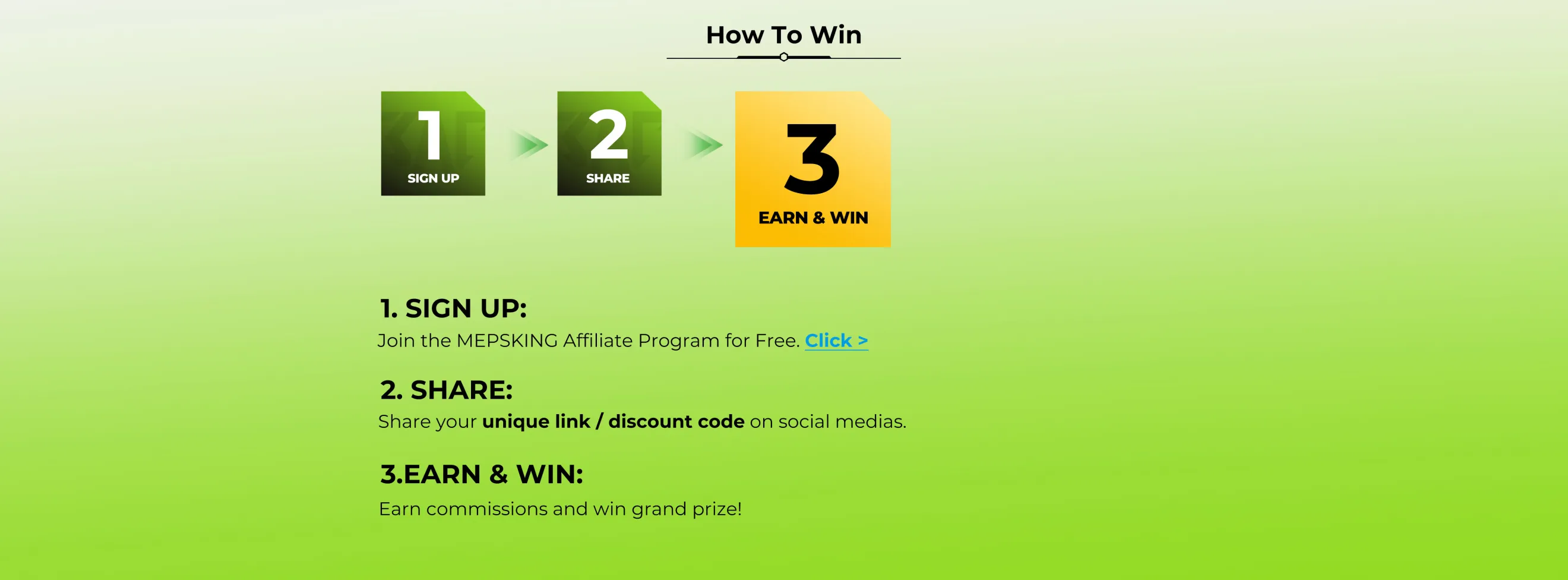 mepsking affiliate event fan order gift