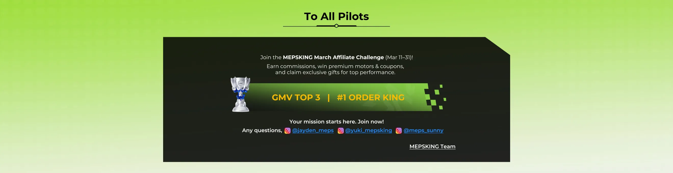 mepsking affiliate event epic prize
