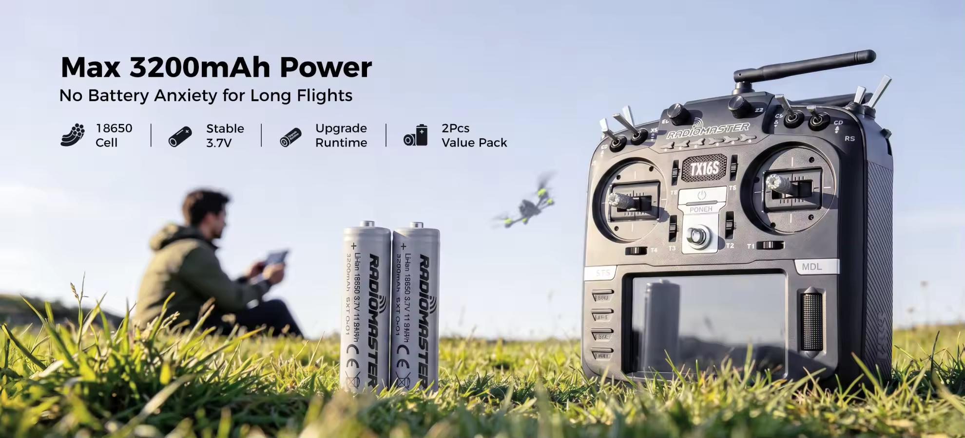 RadioMaster 1S 3200mAh 3.7V Battery h5 pc feathers