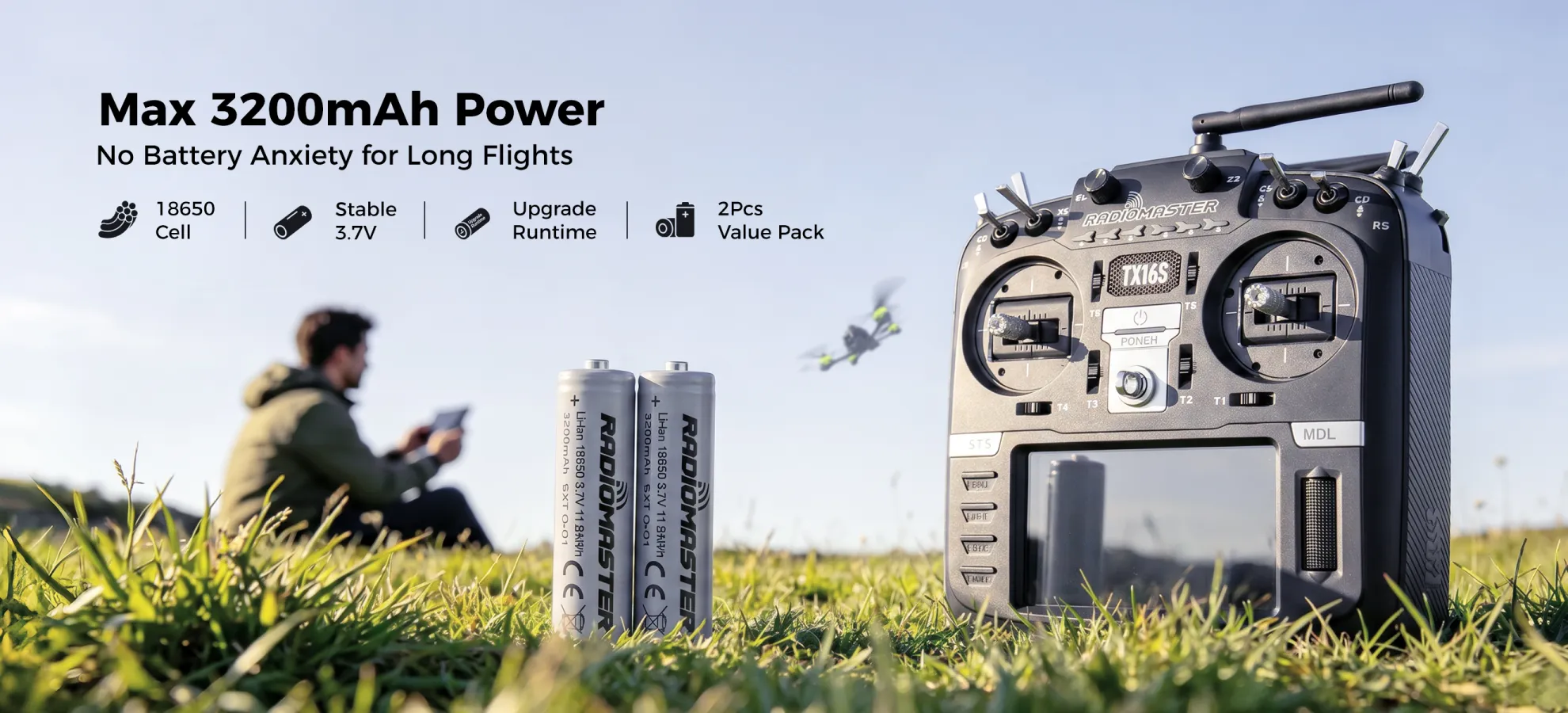 RadioMaster 1S 3200mAh 3.7V Battery h5 pc feathers