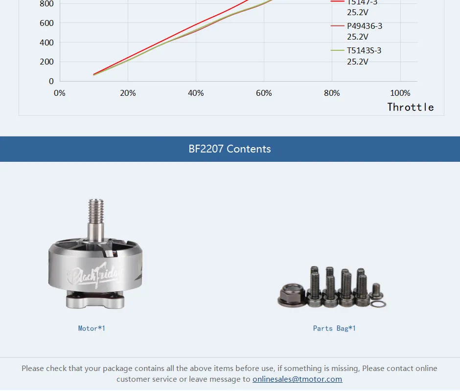 T Motor BF 2207 package including