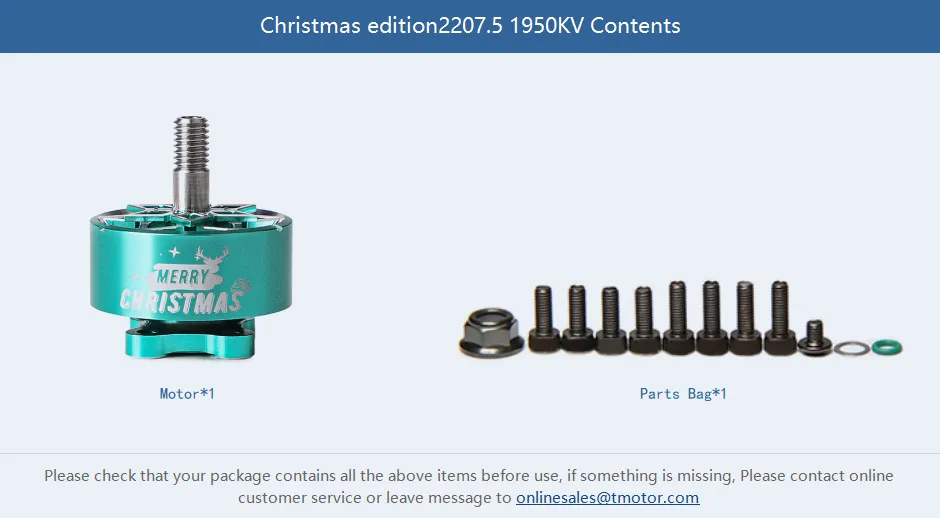 T Motor xmas 2207.5 motor package including