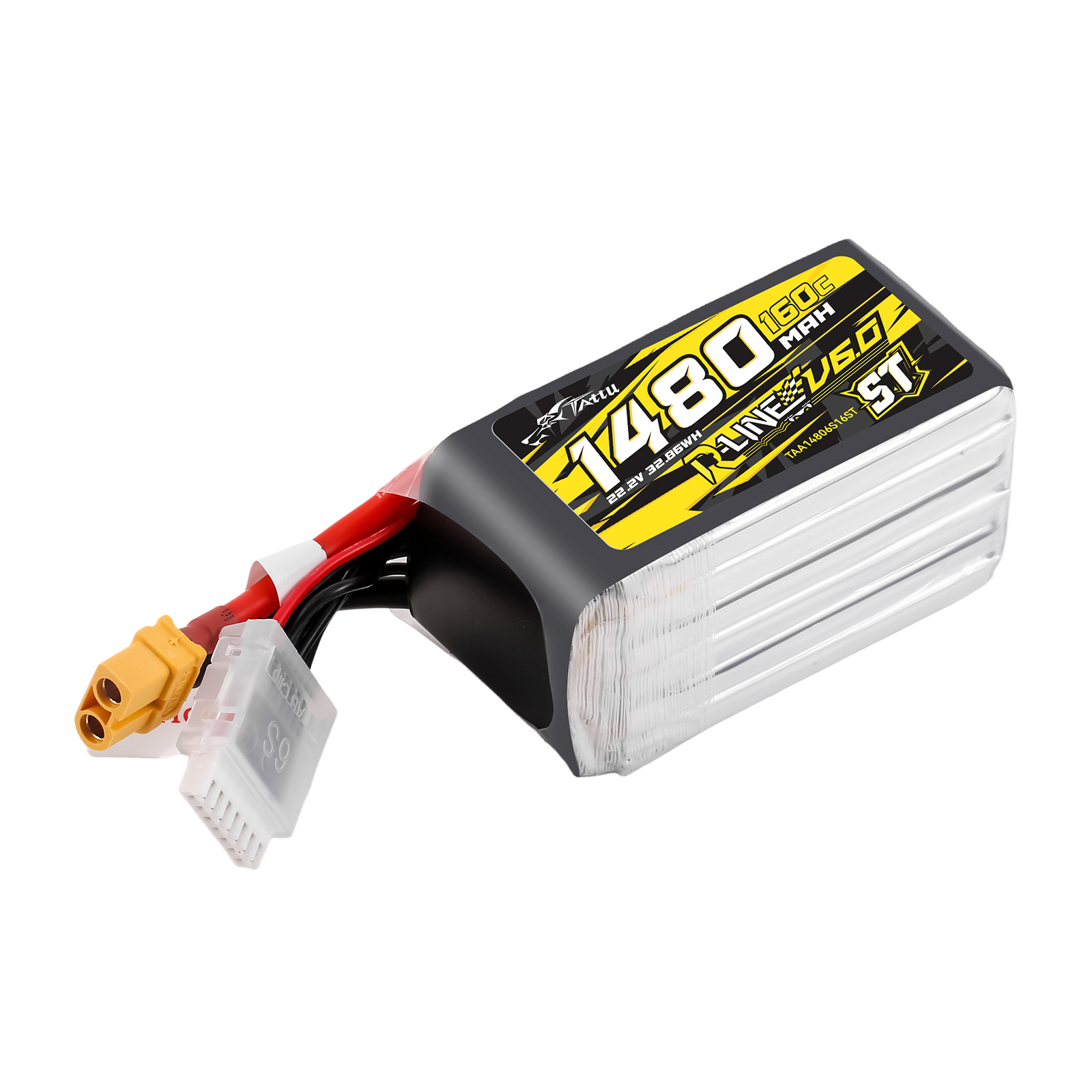 Tattu 6S Lipo 1480mAh 22,2V 150C – Batterie Haute Performance Pour FPV Racing Pro, Connecteur XT60, Légère 230g