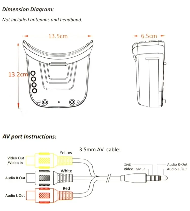 VR009 FPV Goggles Size