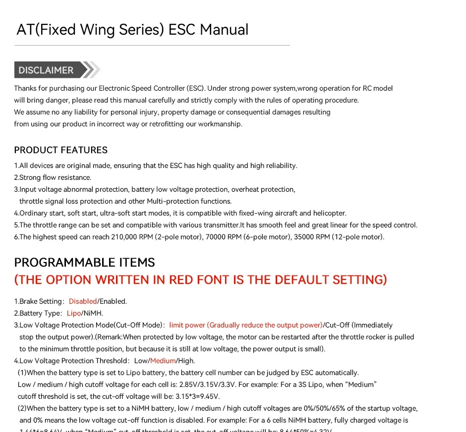 at115a 6 14s fixed wing esc 6