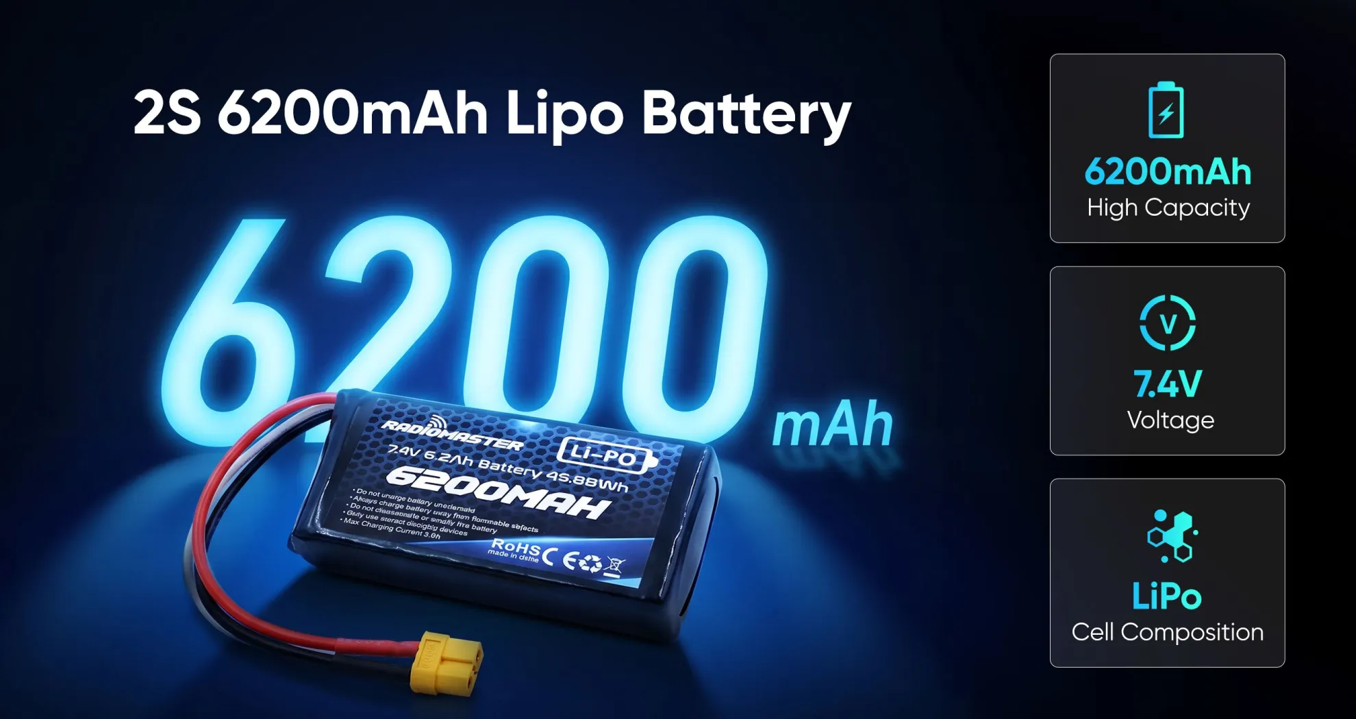 battery with stable 2s 7.4v output