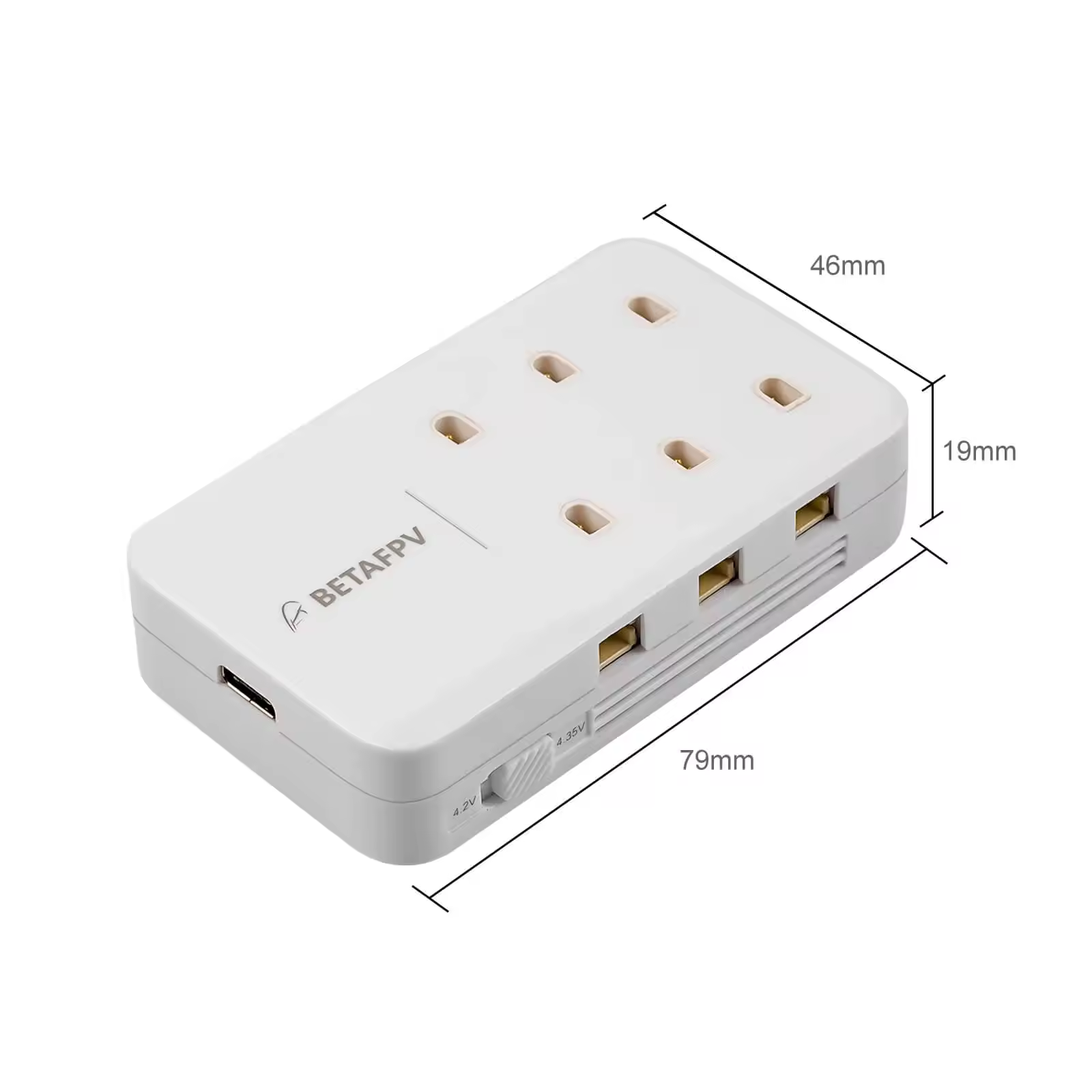 betafpv 6 ports 1s battery charger adapter bt2.0 ph2.0 size