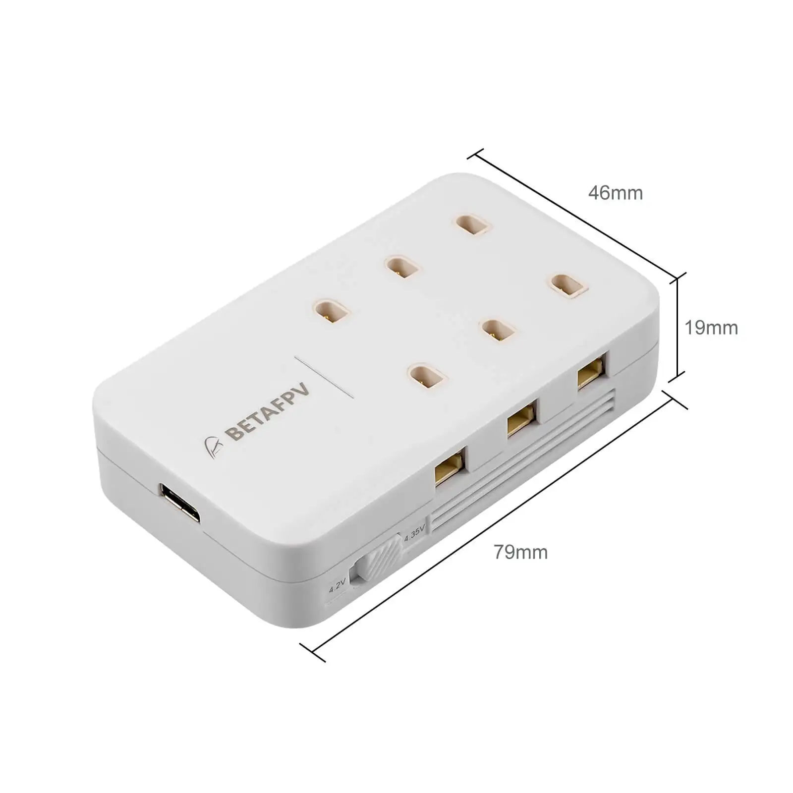 betafpv 6 ports 1s battery charger adapter bt2.0 ph2.0 size