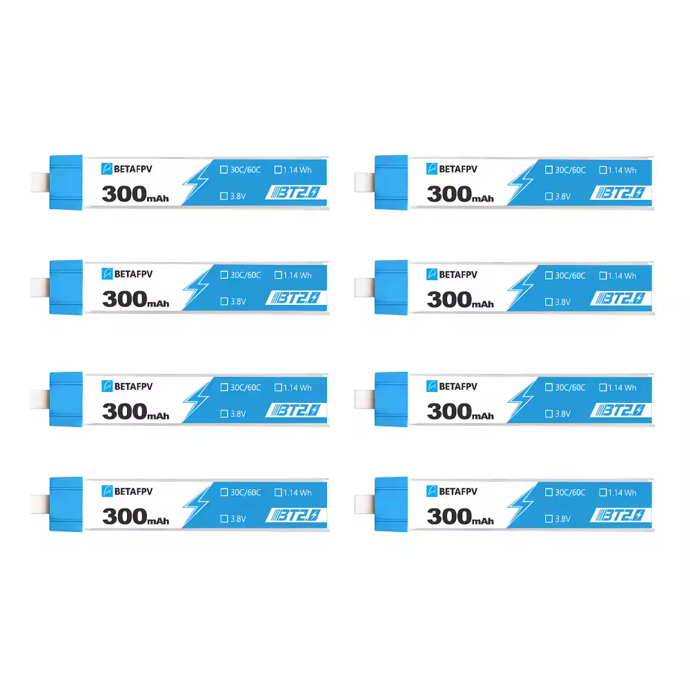 betafpv bt2.0 300mah 1s 30c battery 8pcs