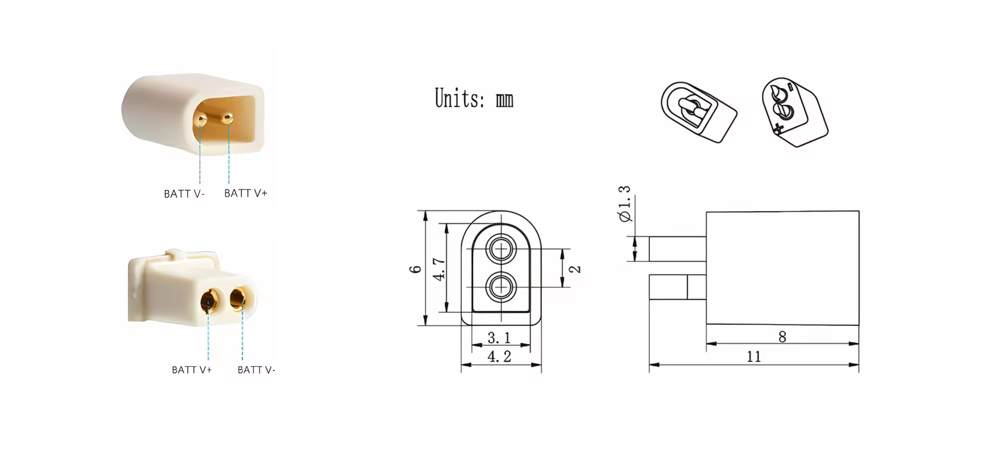 betafpv bt2.0 connector 10pcs for fpv whoop drones pc size
