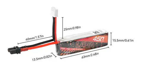 betafpv lava 2s 450mah 75c battery size