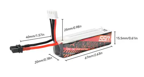 betafpv lava 2s3s4s 550mah 75c battery 2pcs dimensions of 3s