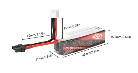 betafpv lava 3s 450mah 75c battery size