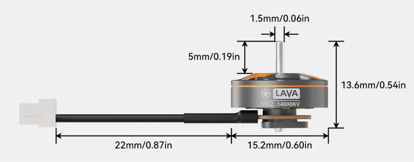 betafpv lava series 1102 brushless motors size