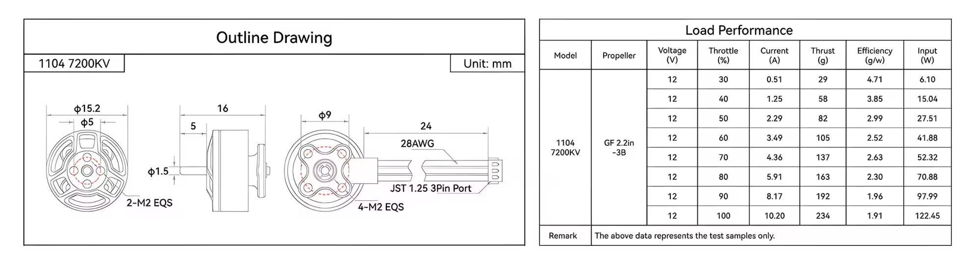 betafpv lava series 1104 brushless motors drawing