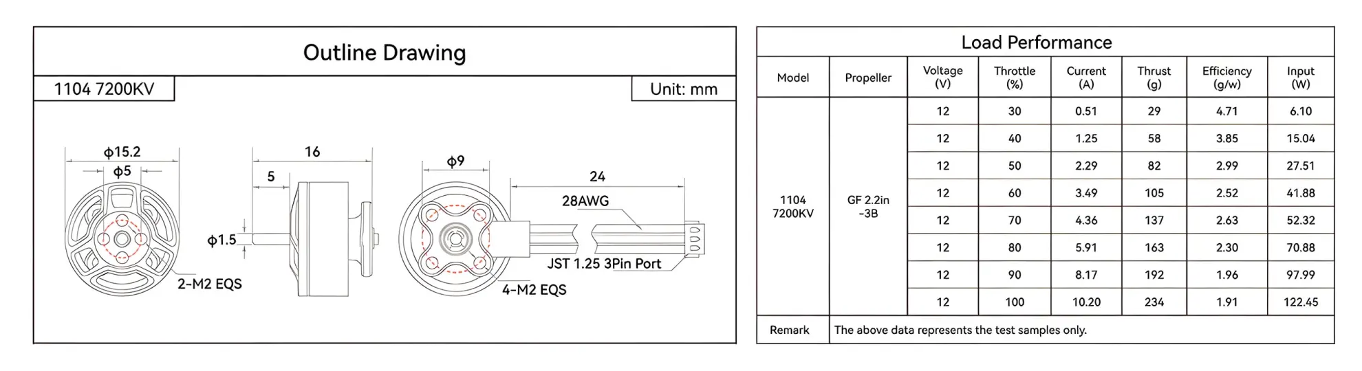 betafpv lava series 1104 brushless motors drawing