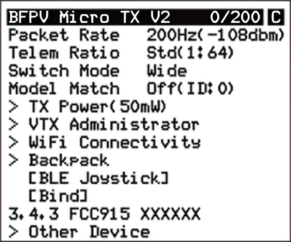 Betafpv micro tx v2 module basic configuration lua script runs successfully