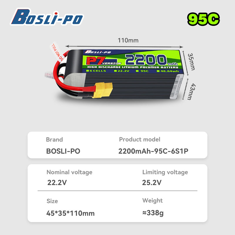 Boslipo P7 Version 2200mAh 95C 3/4/6S FPV Battery