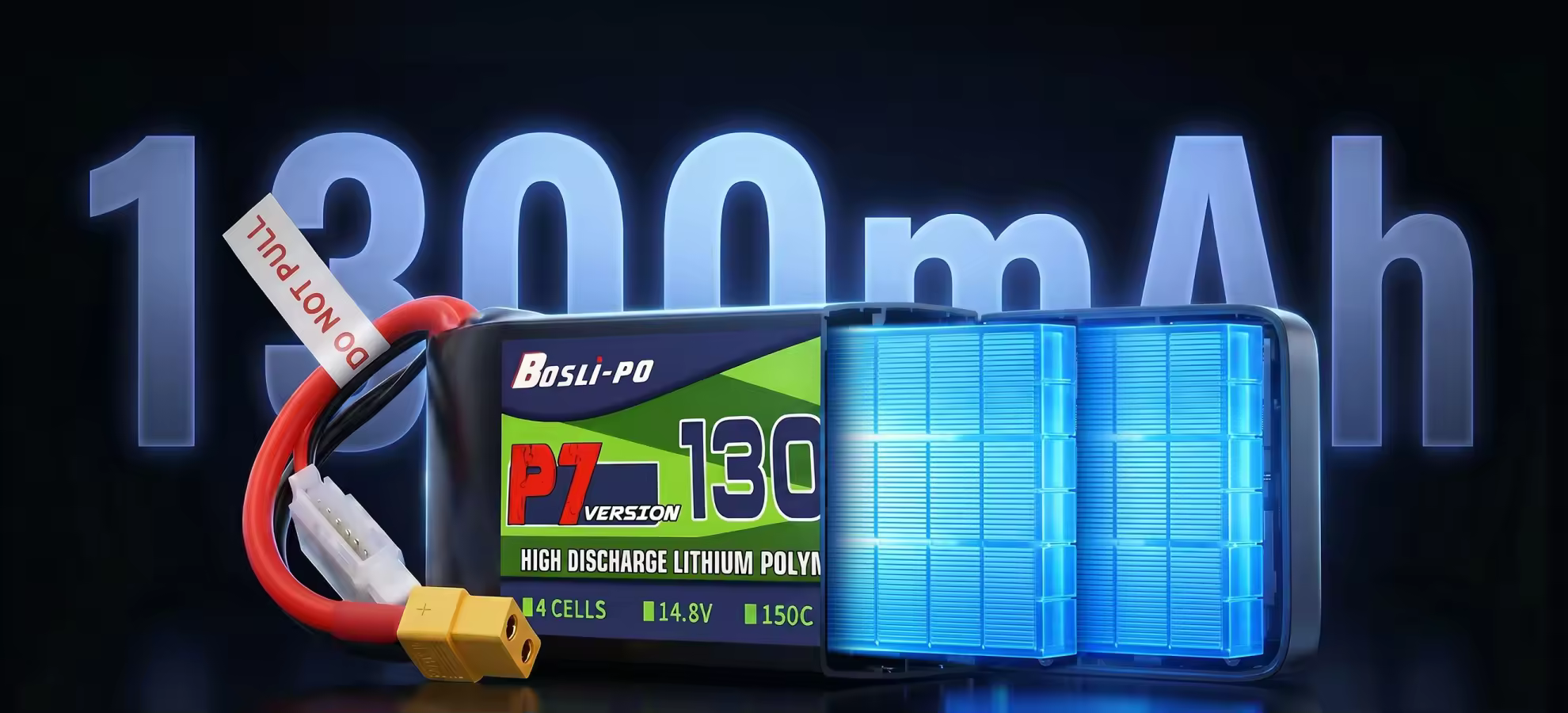boslipo p7 1300mah 150c 4s6s8s fpv battery power show